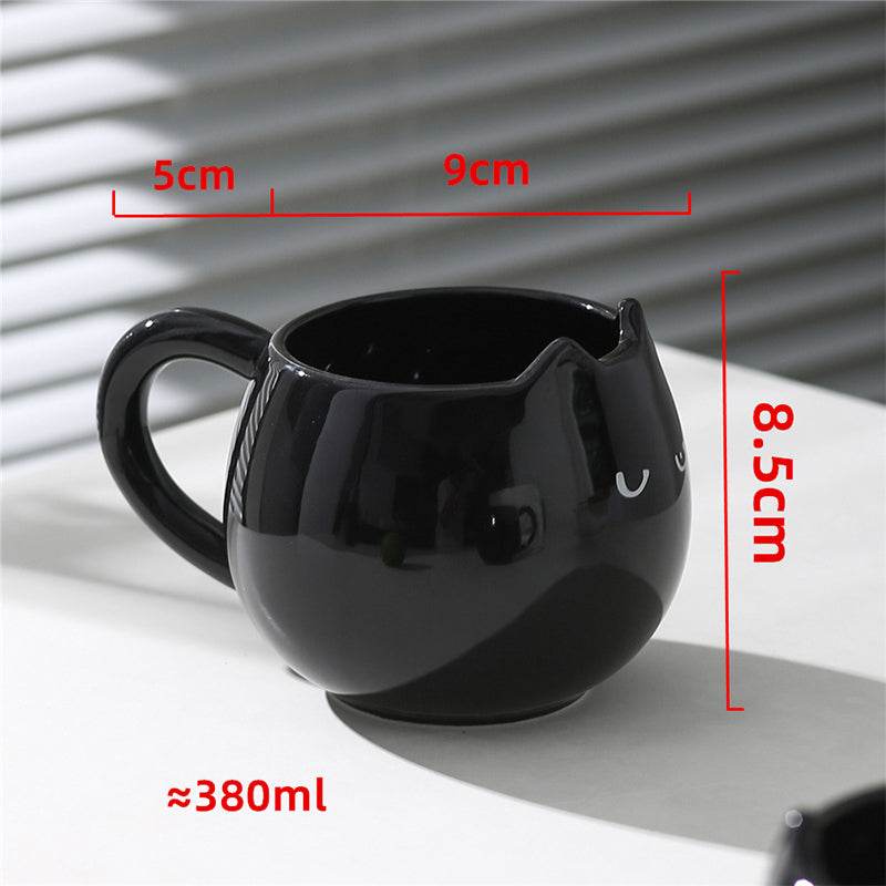 Adorable hand - painted cat - shaped ceramic mug, perfect for coffee or tea. - IntuitiveEncBoutique