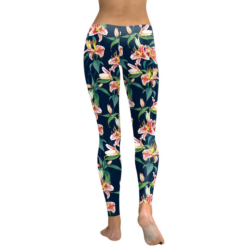 Fresh Fragrance Lily Women Leggings Capri Lilies Digital Print Woman Legging Work Out Street Wear Pants Leggins - IntuitiveEncBoutique