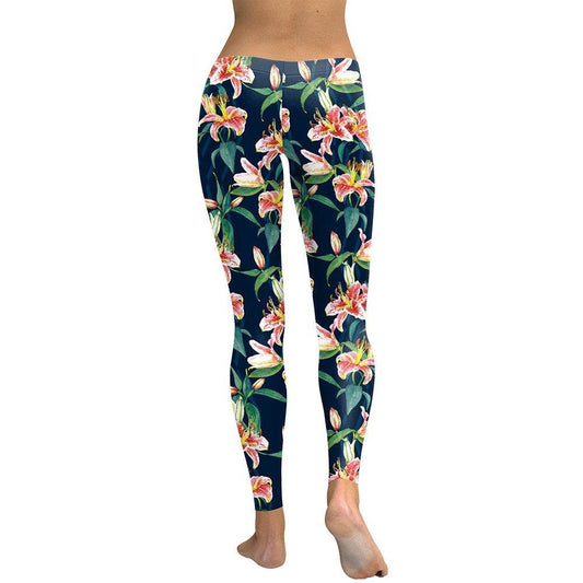 Fresh Fragrance Lily Women Leggings Capri Lilies Digital Print Woman Legging Work Out Street Wear Pants Leggins - IntuitiveEncBoutique