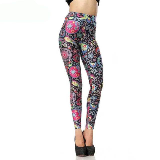 Retro Cartoon Flower Print Leggings - IntuitiveEncBoutique
