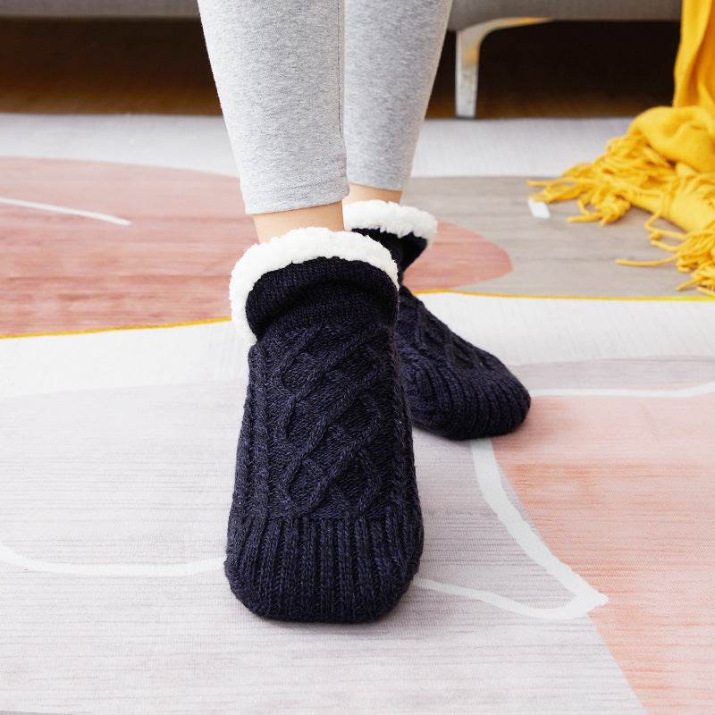 Floor Sock Velvet Thickened Winter Female Adult Bottom Glue Dispensing Adult Warmth Preservation Indoor Socks Men's Sock Overshoes - IntuitiveEncBoutique
