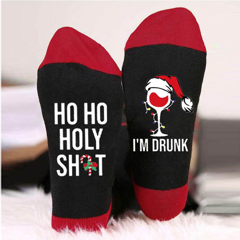 Medium Hose Men's New Fashion Trend Letter Cotton Socks Lovers Socks Christmas Socks - IntuitiveEncBoutique