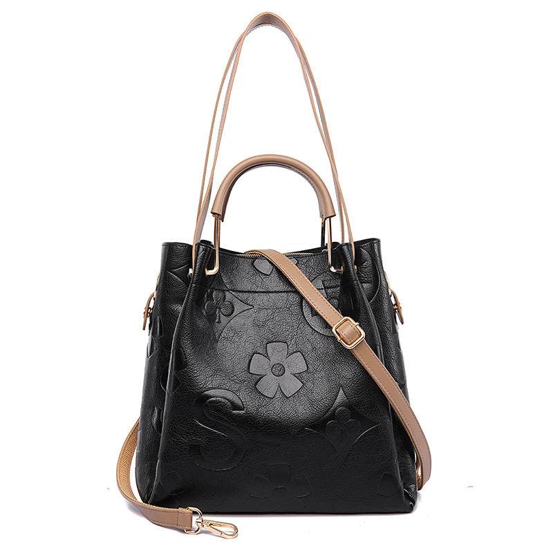 Handbag Women's Fashion Embossed Tote Bag Large Capacity Maternity Bucket Bag - IntuitiveEncBoutique