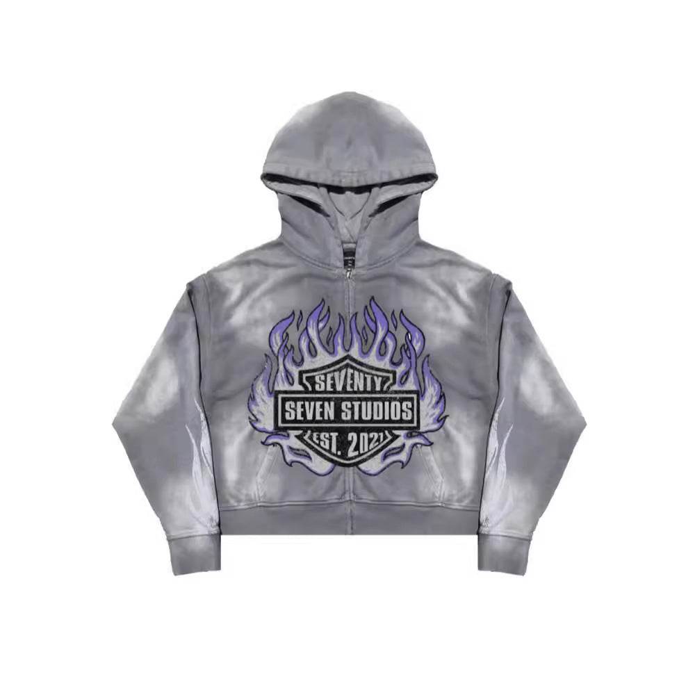 Dark and Loose Casual Personality Print Hooded Long Sleeve Sweatshirt - IntuitiveEncBoutique