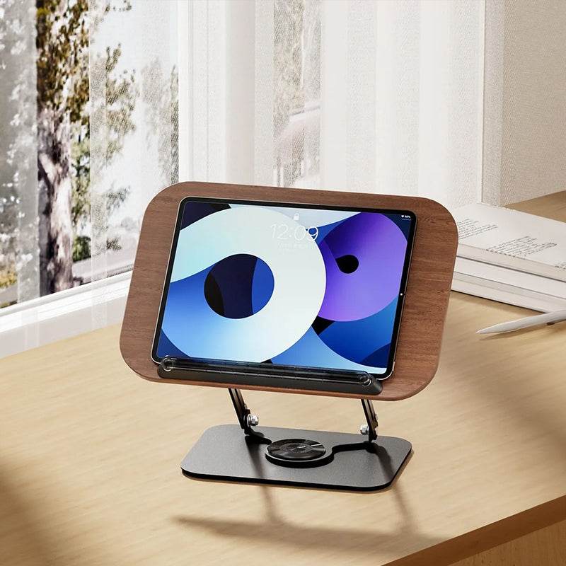 Adjustable 360° Rotating Book Stand with Elastic Clips, for Cookbooks, Laptops & More - IntuitiveEncBoutique
