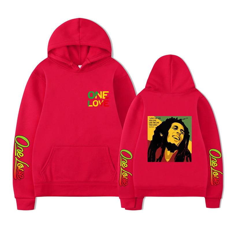 Bob Marley Loose Hooded Sweatshirt for Spring and Autumn - IntuitiveEncBoutique