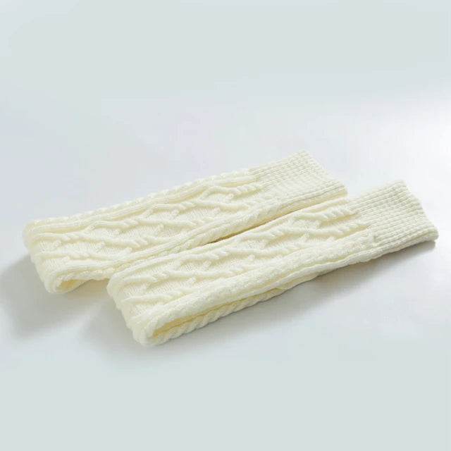 Knitted knee over foot warm leg socks knitted yarn warm knee pads double diamond shaped floor socks - IntuitiveEncBoutique