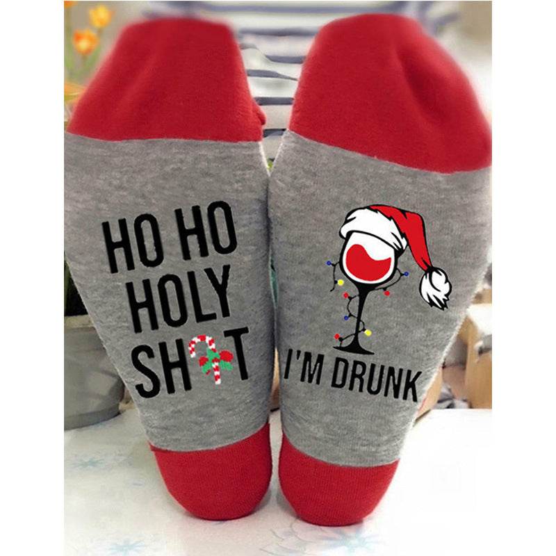 Medium Hose Men's New Fashion Trend Letter Cotton Socks Lovers Socks Christmas Socks - IntuitiveEncBoutique