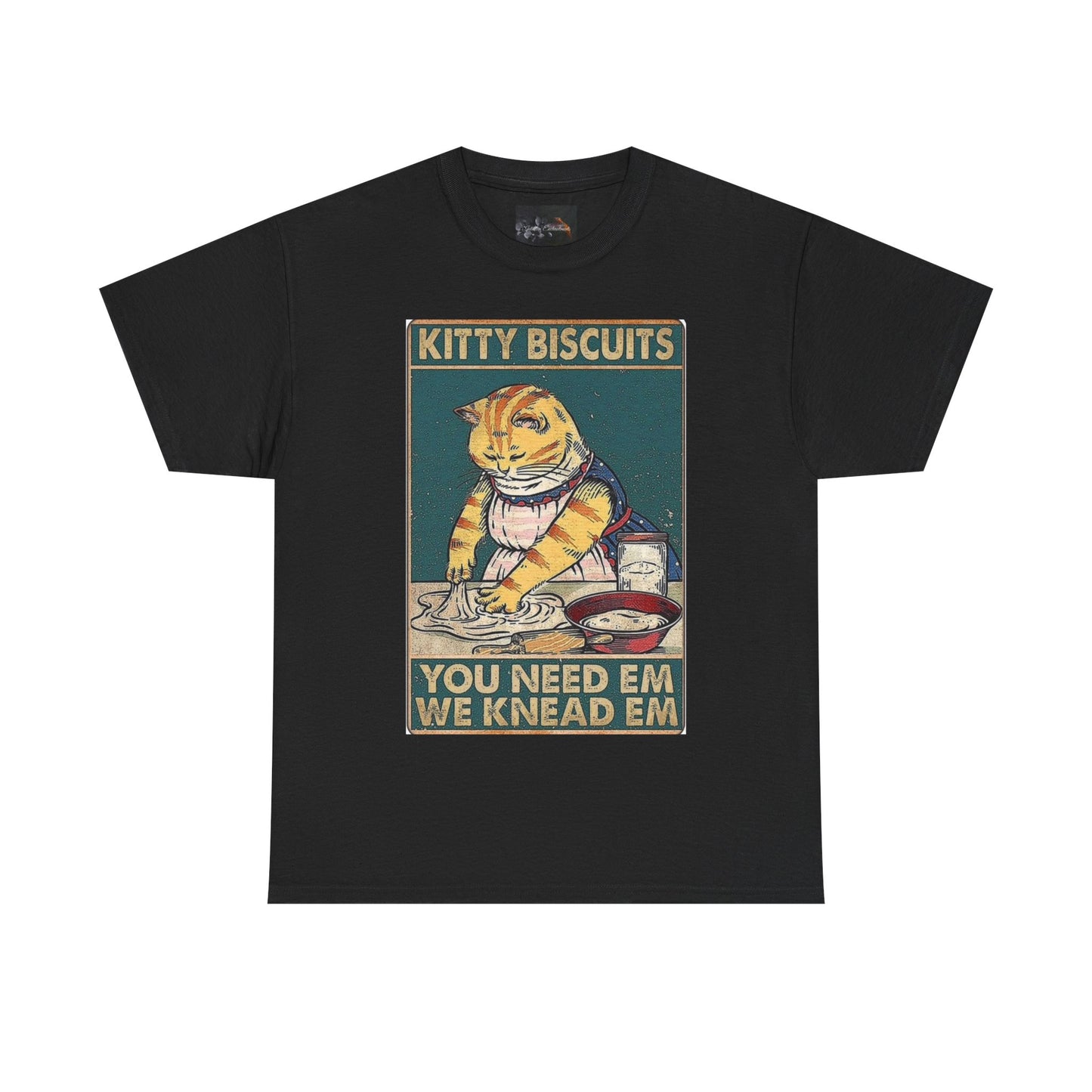 Cute Kitty Biscuits Unisex Heavy Cotton Tee, Fun Cat Shirt, Pet Lover Gift, Cooking Humor Tee, Playful Gift for Cat Owners