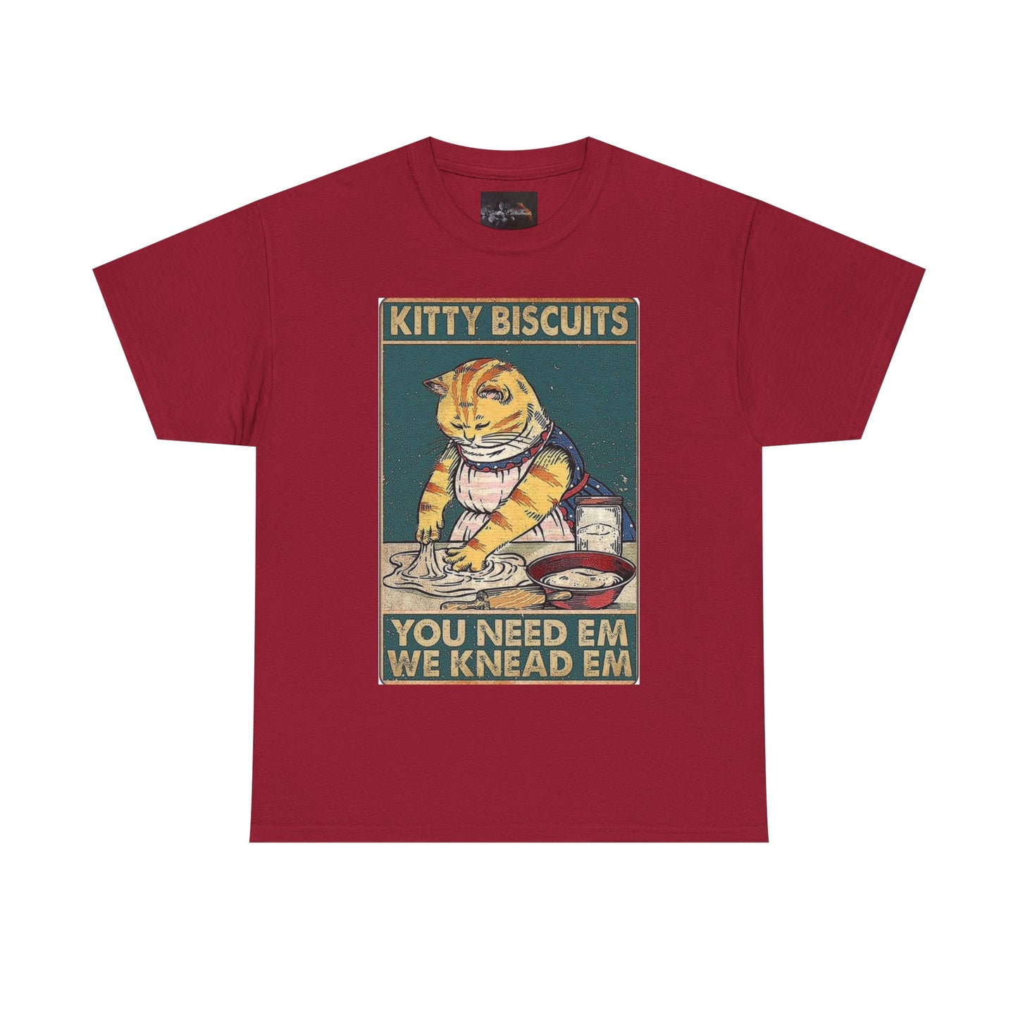 Cute Kitty Biscuits Unisex Heavy Cotton Tee, Fun Cat Shirt, Pet Lover Gift, Cooking Humor Tee, Playful Gift for Cat Owners