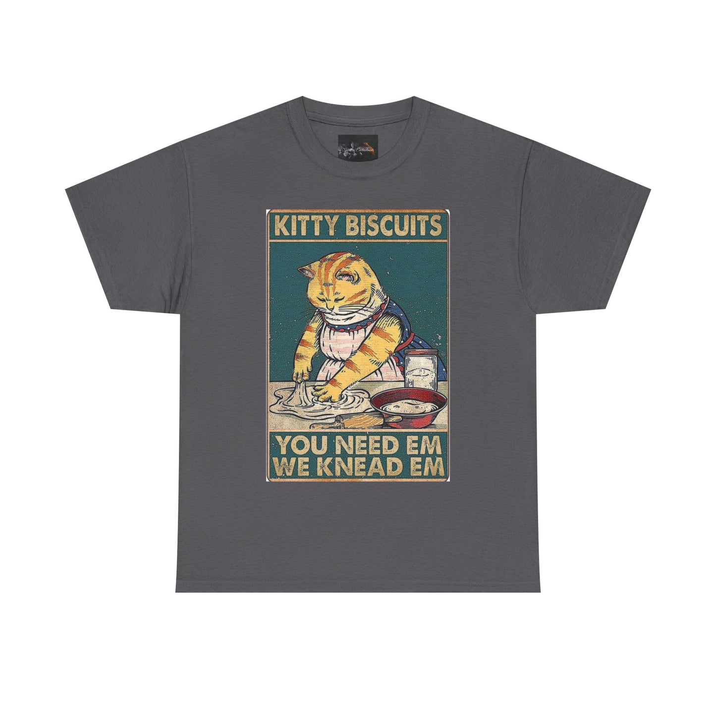 Cute Kitty Biscuits Unisex Heavy Cotton Tee, Fun Cat Shirt, Pet Lover Gift, Cooking Humor Tee, Playful Gift for Cat Owners