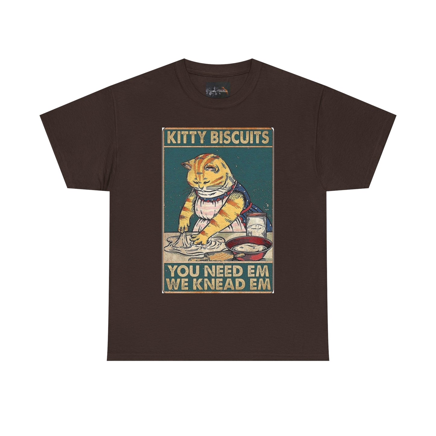 Cute Kitty Biscuits Unisex Heavy Cotton Tee, Fun Cat Shirt, Pet Lover Gift, Cooking Humor Tee, Playful Gift for Cat Owners