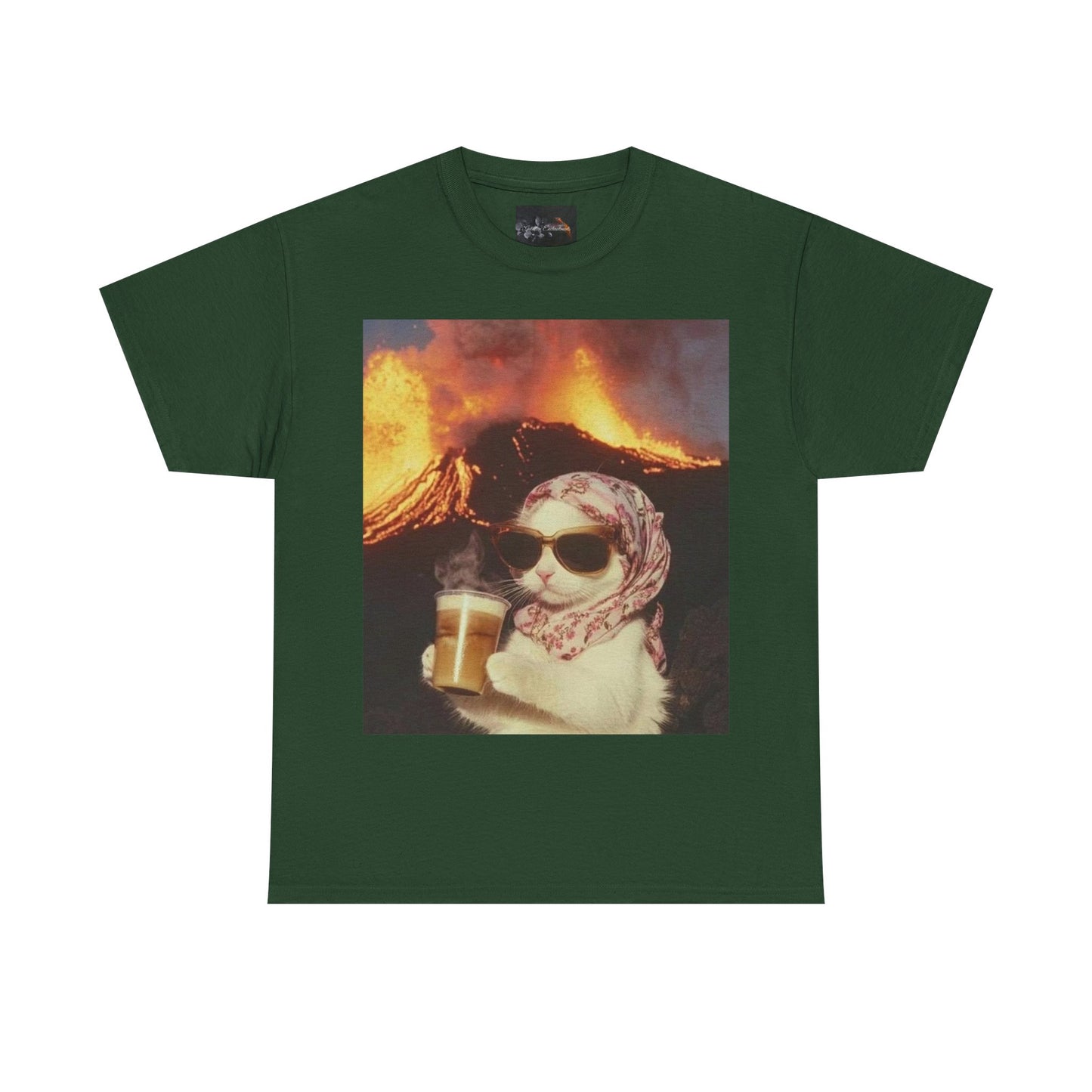Volcano Cat Tee Fun Animal Graphic Shirt, Cool Gift for Cat Lovers