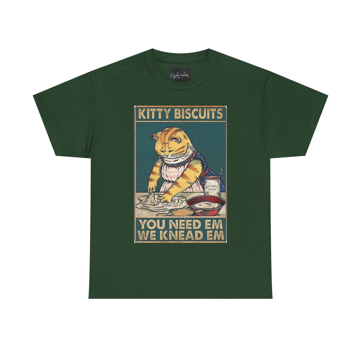 Cute Kitty Biscuits Unisex Heavy Cotton Tee, Fun Cat Shirt, Pet Lover Gift, Cooking Humor Tee, Playful Gift for Cat Owners