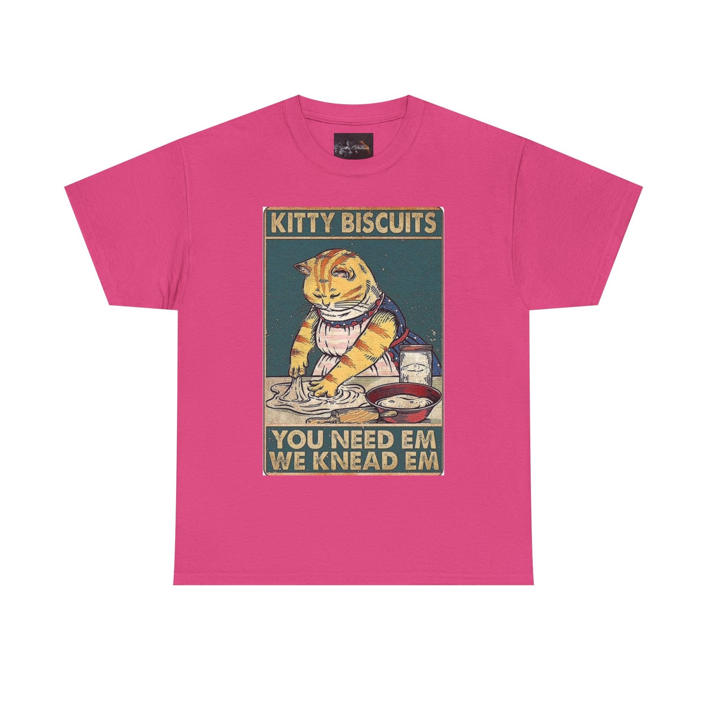 Cute Kitty Biscuits Unisex Heavy Cotton Tee, Fun Cat Shirt, Pet Lover Gift, Cooking Humor Tee, Playful Gift for Cat Owners