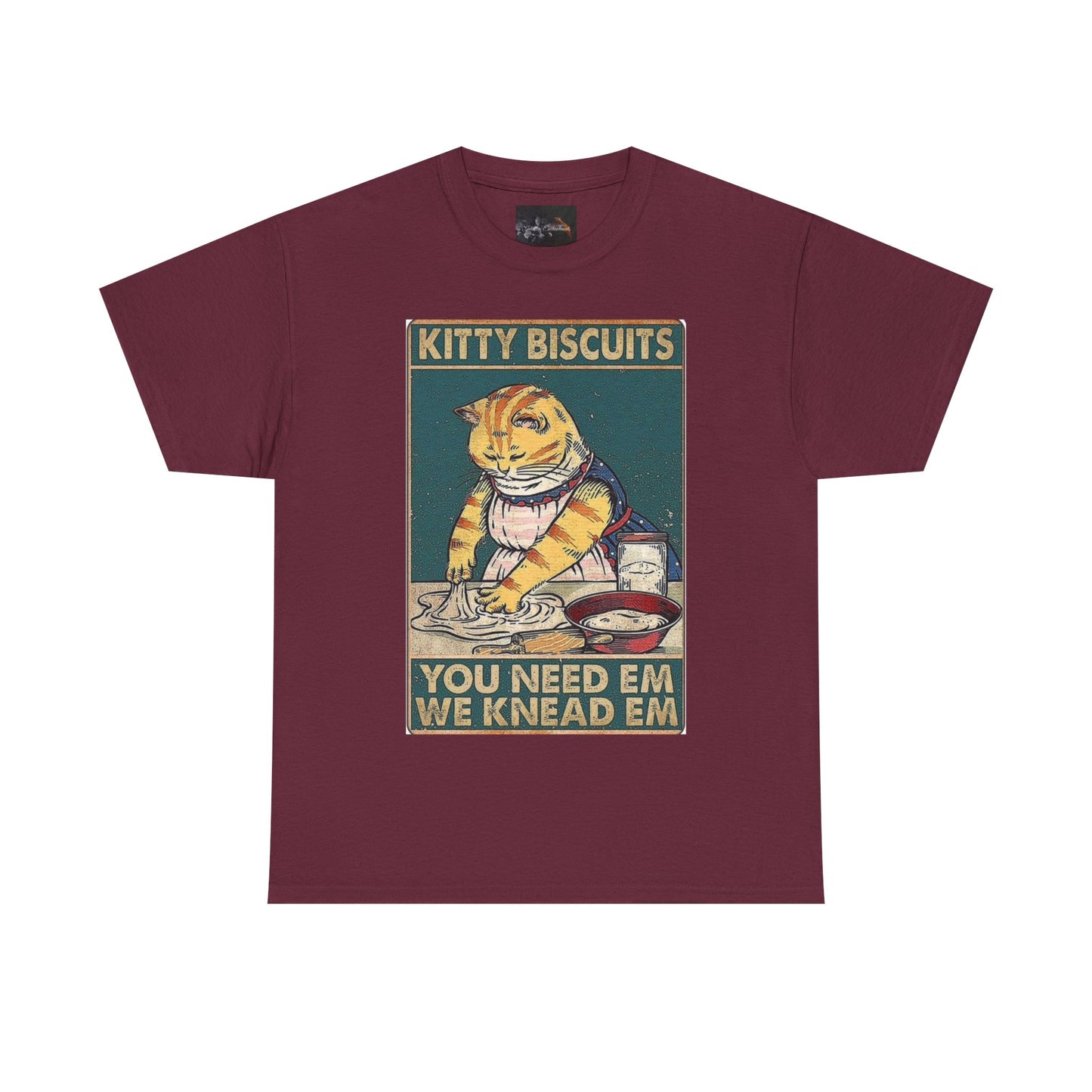 Cute Kitty Biscuits Unisex Heavy Cotton Tee, Fun Cat Shirt, Pet Lover Gift, Cooking Humor Tee, Playful Gift for Cat Owners