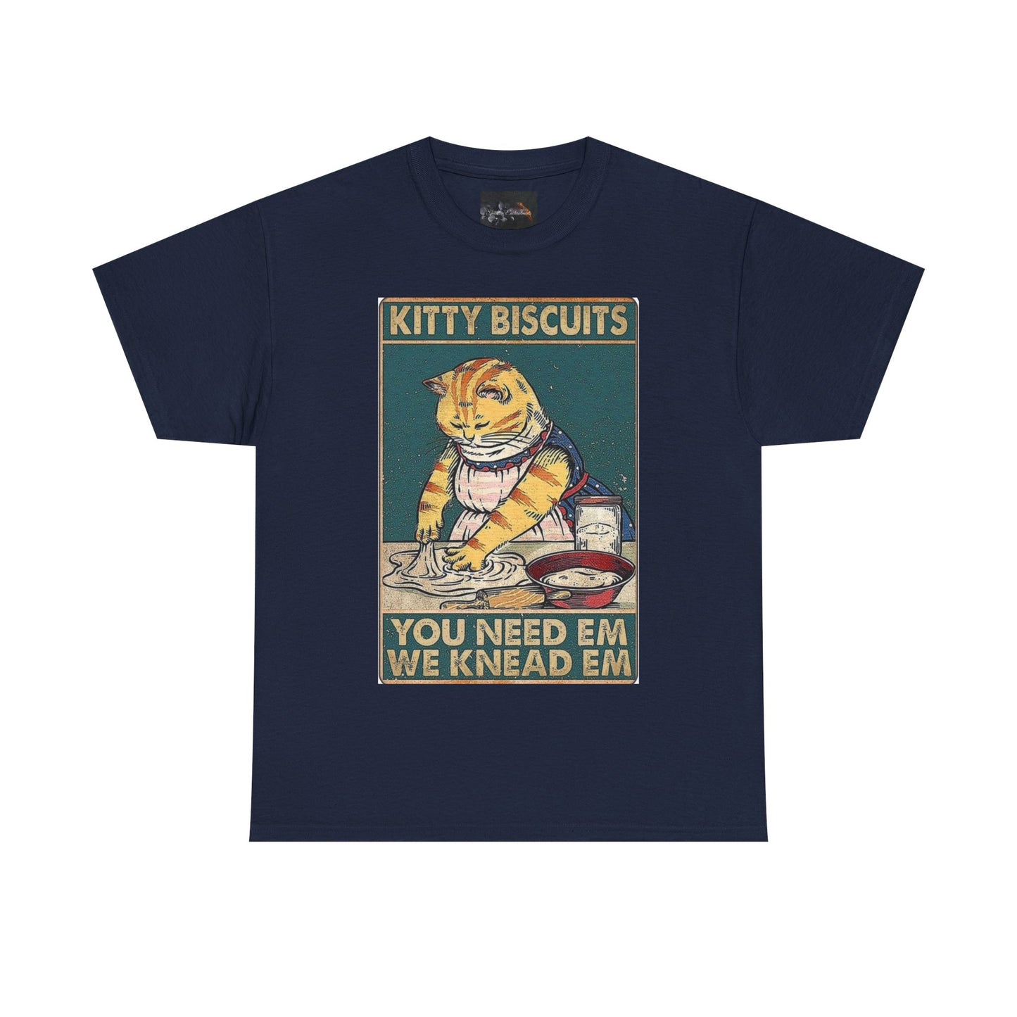 Cute Kitty Biscuits Unisex Heavy Cotton Tee, Fun Cat Shirt, Pet Lover Gift, Cooking Humor Tee, Playful Gift for Cat Owners