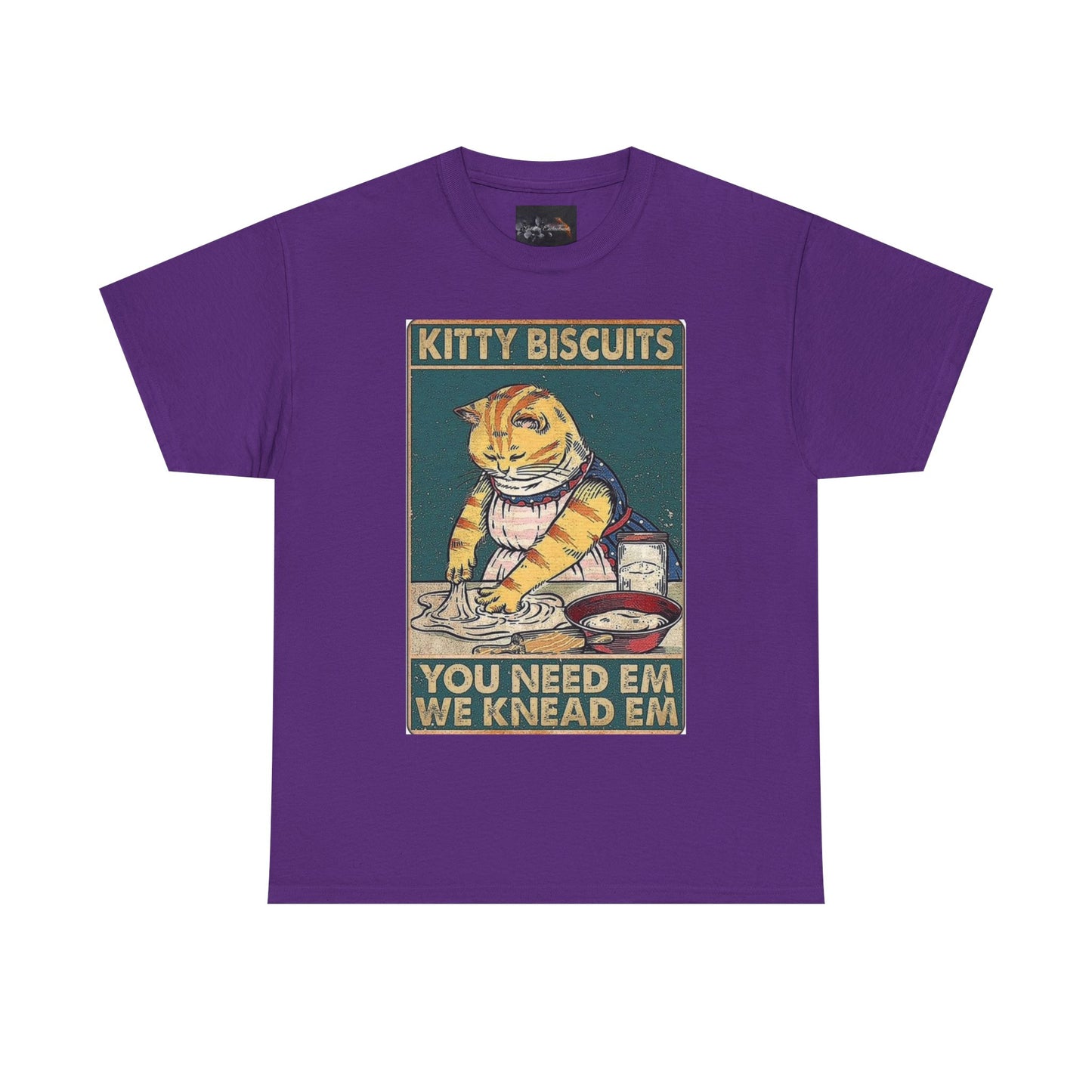 Cute Kitty Biscuits Unisex Heavy Cotton Tee, Fun Cat Shirt, Pet Lover Gift, Cooking Humor Tee, Playful Gift for Cat Owners
