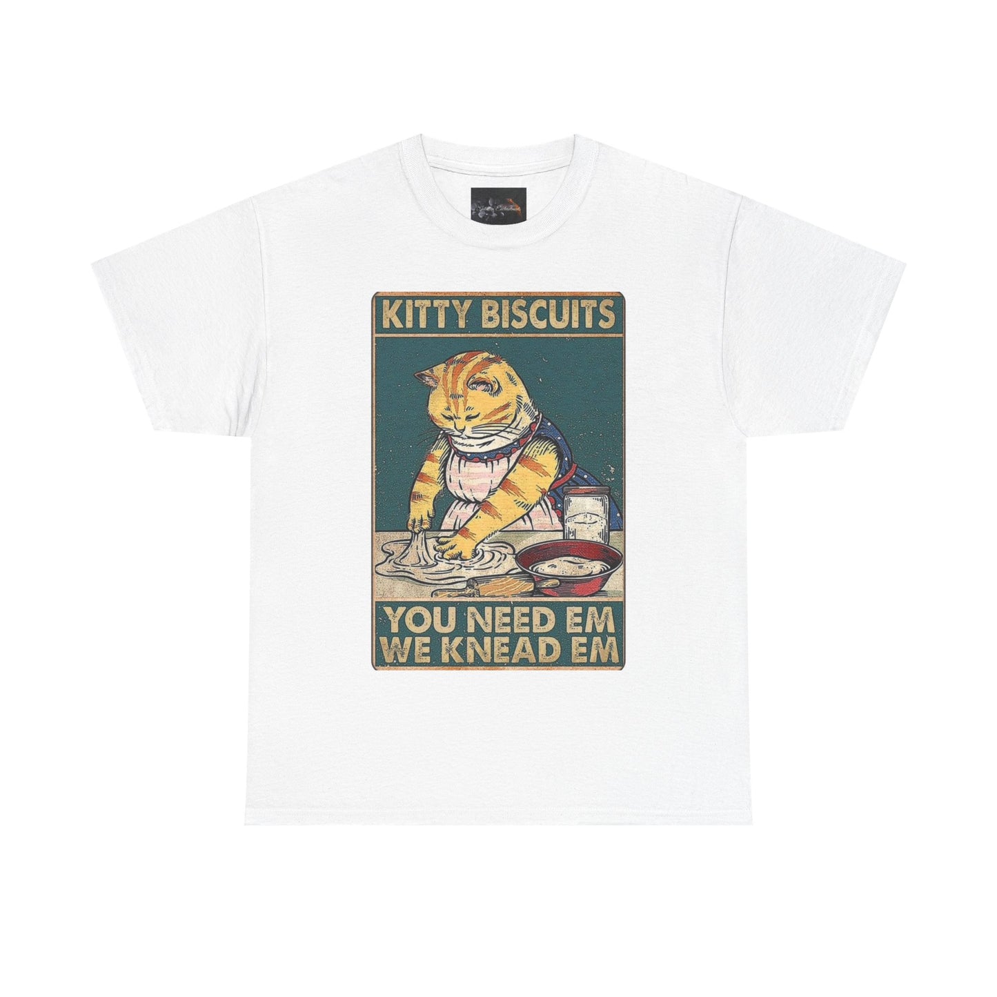 Cute Kitty Biscuits Unisex Heavy Cotton Tee, Fun Cat Shirt, Pet Lover Gift, Cooking Humor Tee, Playful Gift for Cat Owners