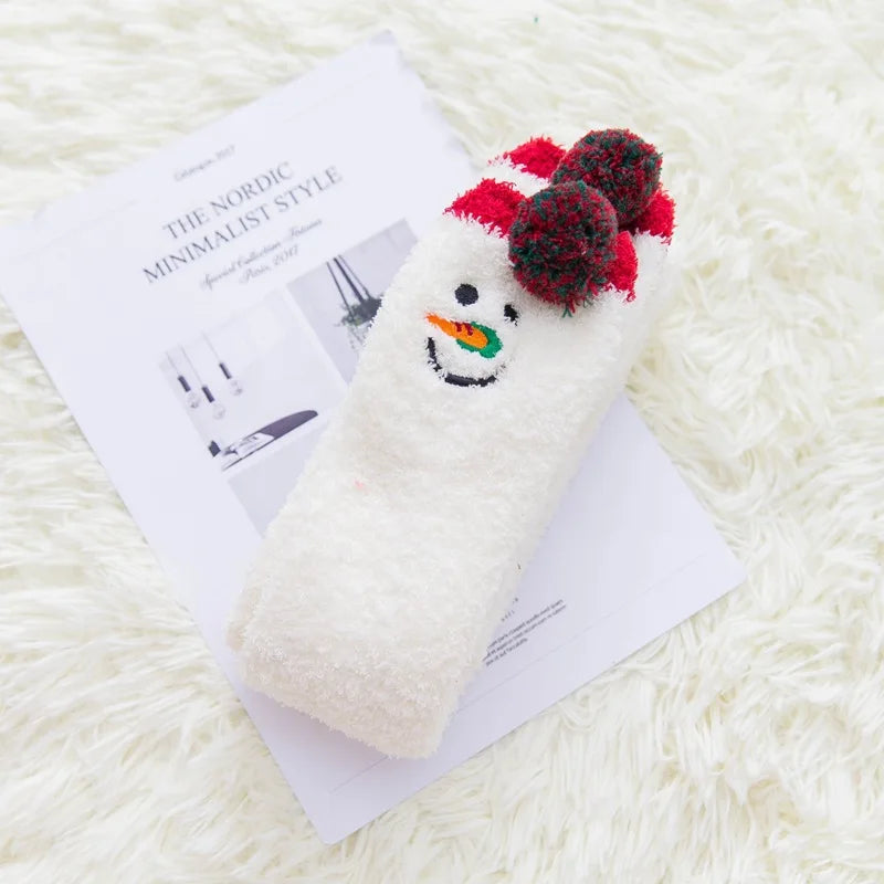 Party funny stretch socks Ladies winter coral fleece cute cartoon floor socks