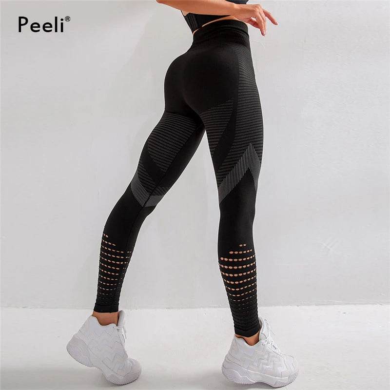 Peeli High Waist Seamless Leggings Yoga Pants Push Up Fitness Tight Workout Tummy Control Gym Leggings Athletic Pants Sportswear - IntuitiveEncBoutique