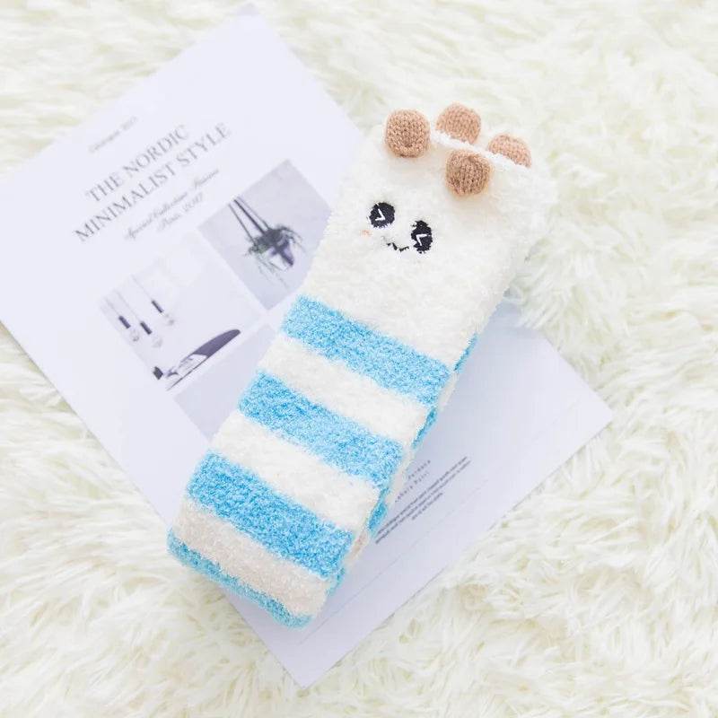Party funny stretch socks Ladies winter coral fleece cute cartoon floor socks - IntuitiveEncBoutique