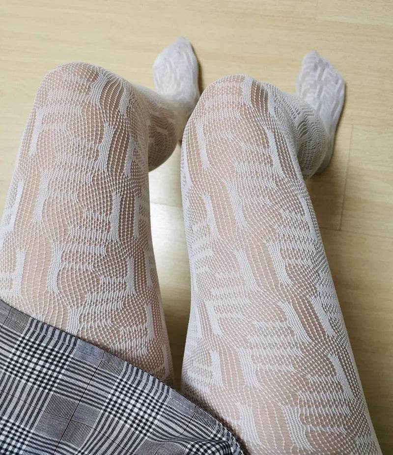 Fashion Flocking Tights High Quality Sexy France Fashion Gauze Letters Transparent Fish Net Pantyhose Womens Stockings - IntuitiveEncBoutique