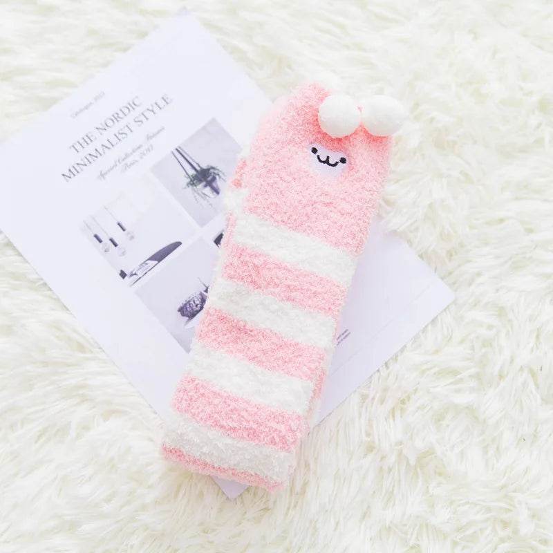 Party funny stretch socks Ladies winter coral fleece cute cartoon floor socks - IntuitiveEncBoutique