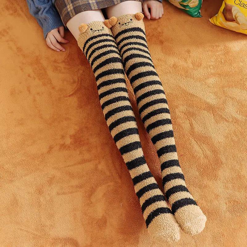 Party funny stretch socks Ladies winter coral fleece cute cartoon floor socks - IntuitiveEncBoutique