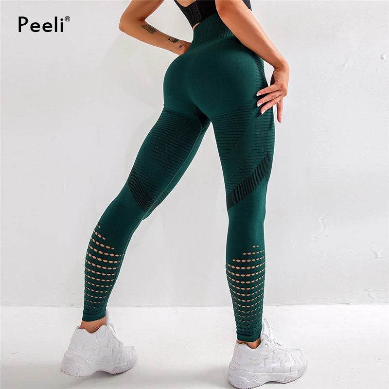 Peeli High Waist Seamless Leggings Yoga Pants Push Up Fitness Tight Workout Tummy Control Gym Leggings Athletic Pants Sportswear - IntuitiveEncBoutique
