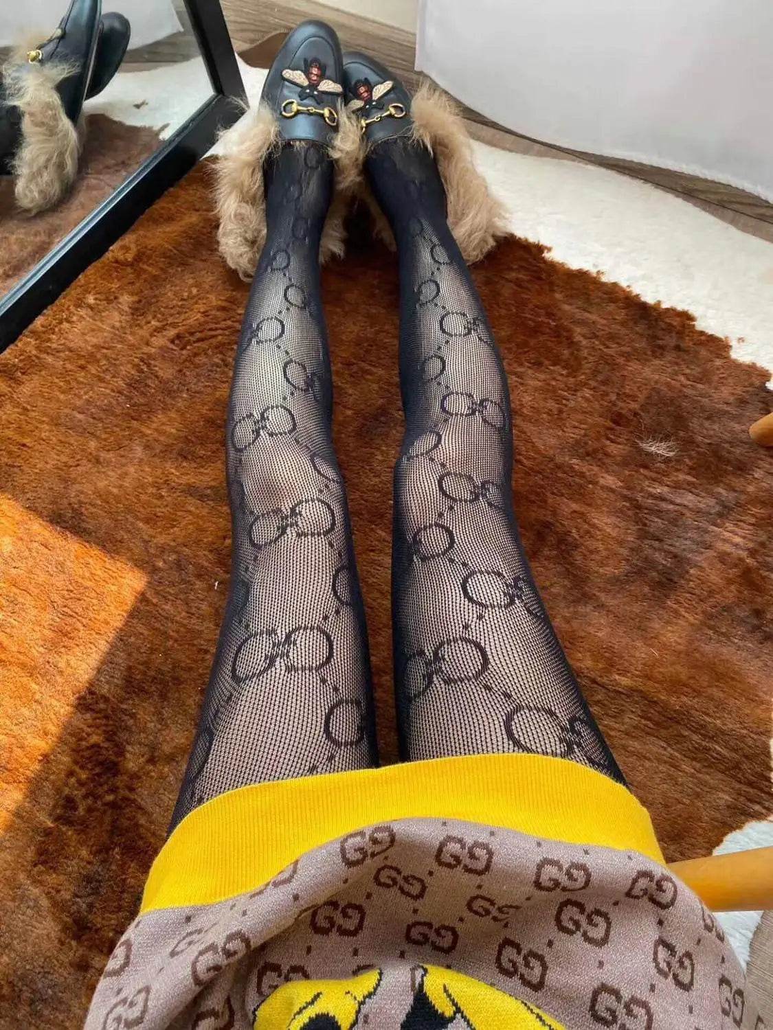 Fashion Flocking Tights High Quality Sexy France Fashion Gauze Letters Transparent Fish Net Pantyhose Womens Stockings - IntuitiveEncBoutique