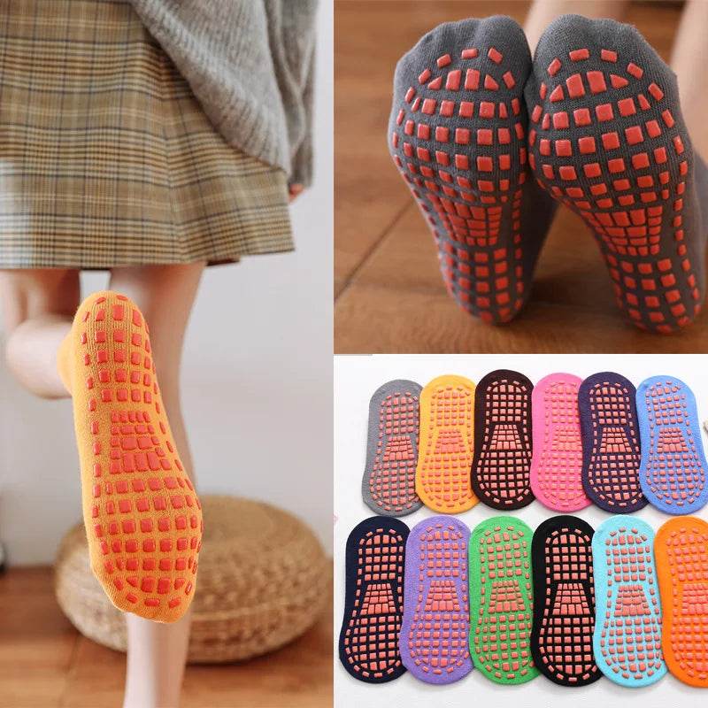 5 Pairs Anti-skid Socks Floor Socks Trampoline Socks Indoor Activities Socks Cotton Socks for Kids Women Men Short Socks - IntuitiveEncBoutique