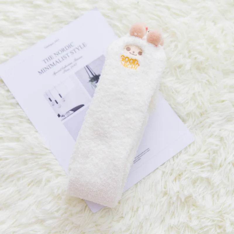 Party funny stretch socks Ladies winter coral fleece cute cartoon floor socks - IntuitiveEncBoutique