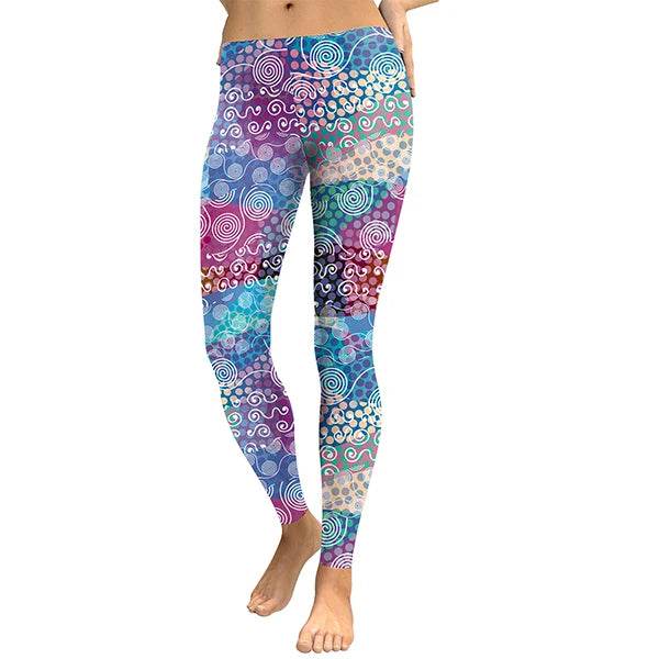 Women Leggings Colorful Dot Digital Print Pants - IntuitiveEncBoutique