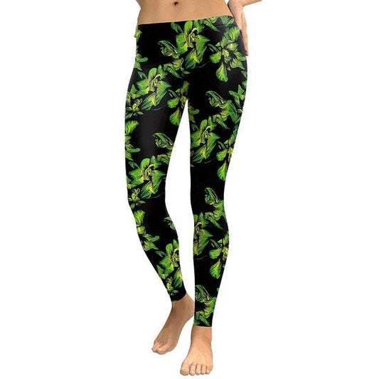 Women Leave Digital Print Leggings - IntuitiveEncBoutique