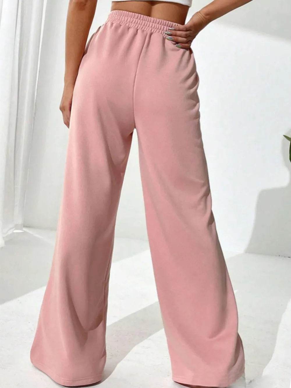 Elastic Waist Wide Leg Pants - IntuitiveEncBoutique