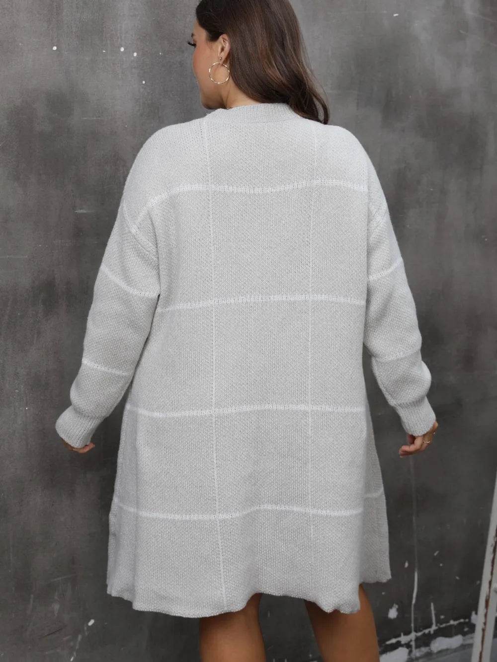 Plus Size Round Neck Long Sleeve Sweater Dress - IntuitiveEncBoutique