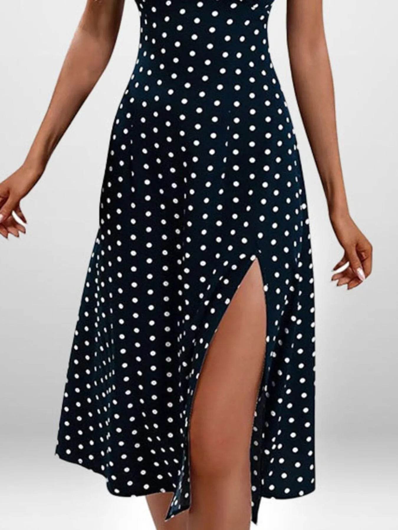 Full Size Slit Printed Cami Midi Dress Plus Size - IntuitiveEncBoutique