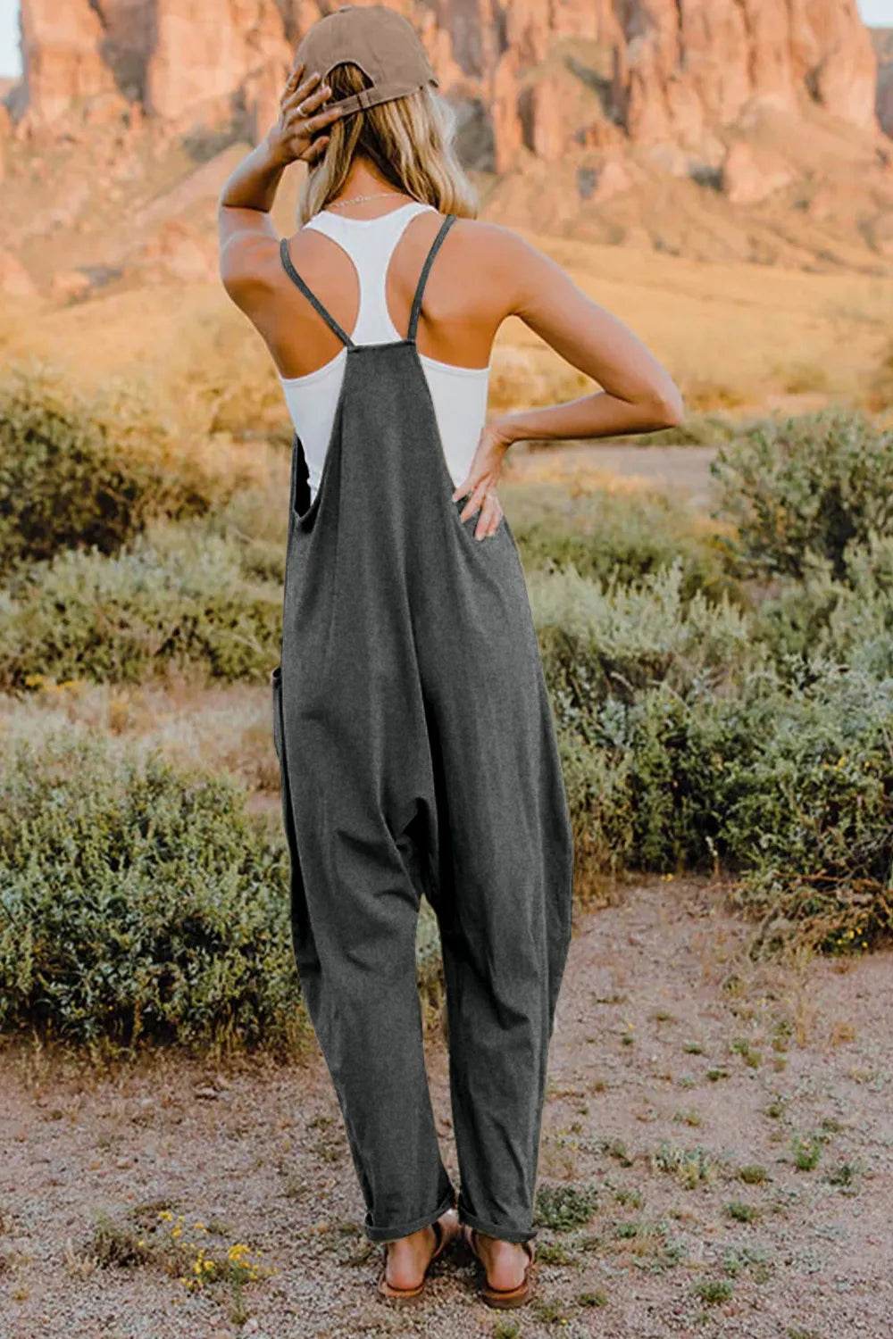 Double Take Full Size V-Neck Sleeveless Jumpsuit with Pockets - IntuitiveEncBoutique