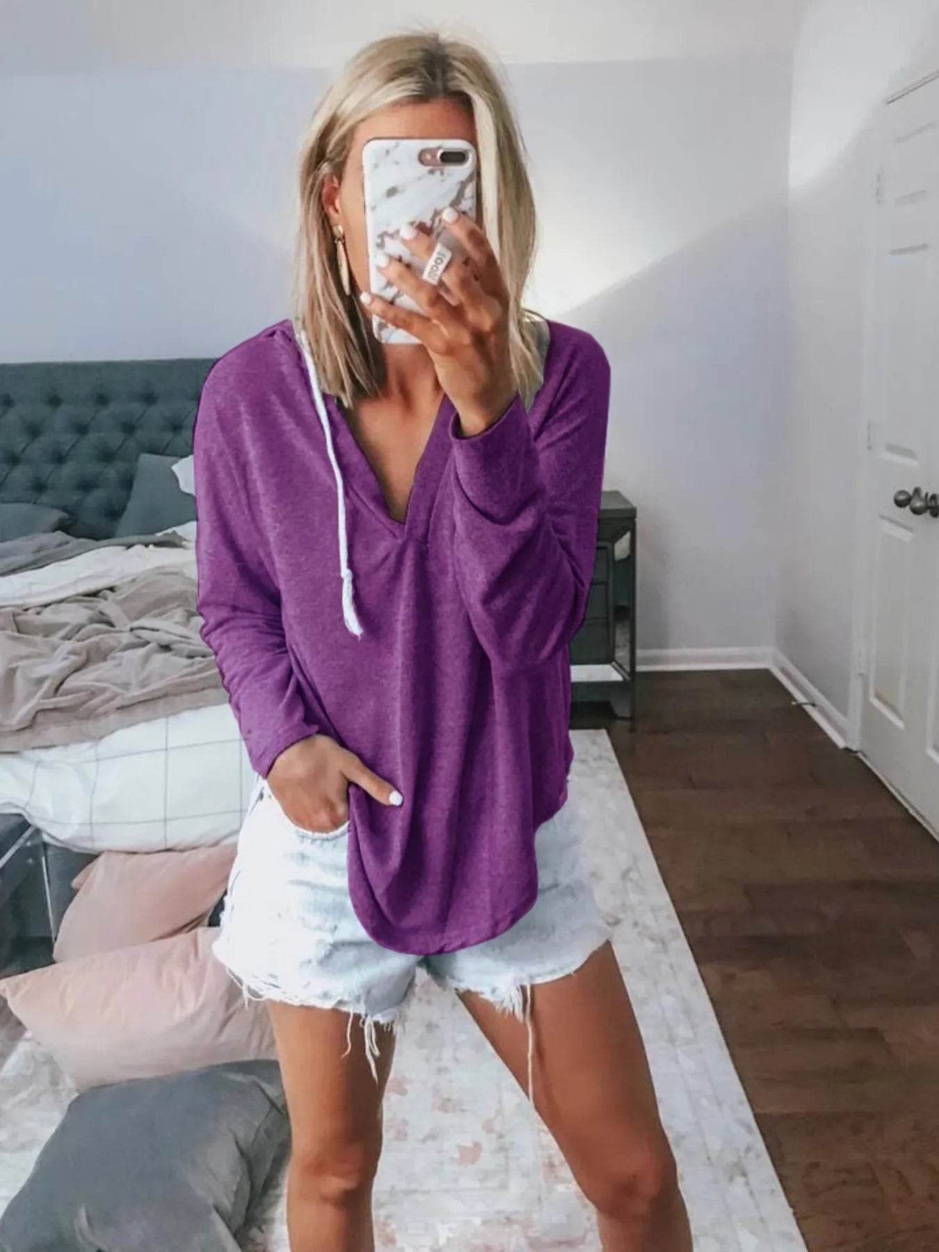 Full Size Drawstring Long Sleeve Hoodie Plus Size - IntuitiveEncBoutique