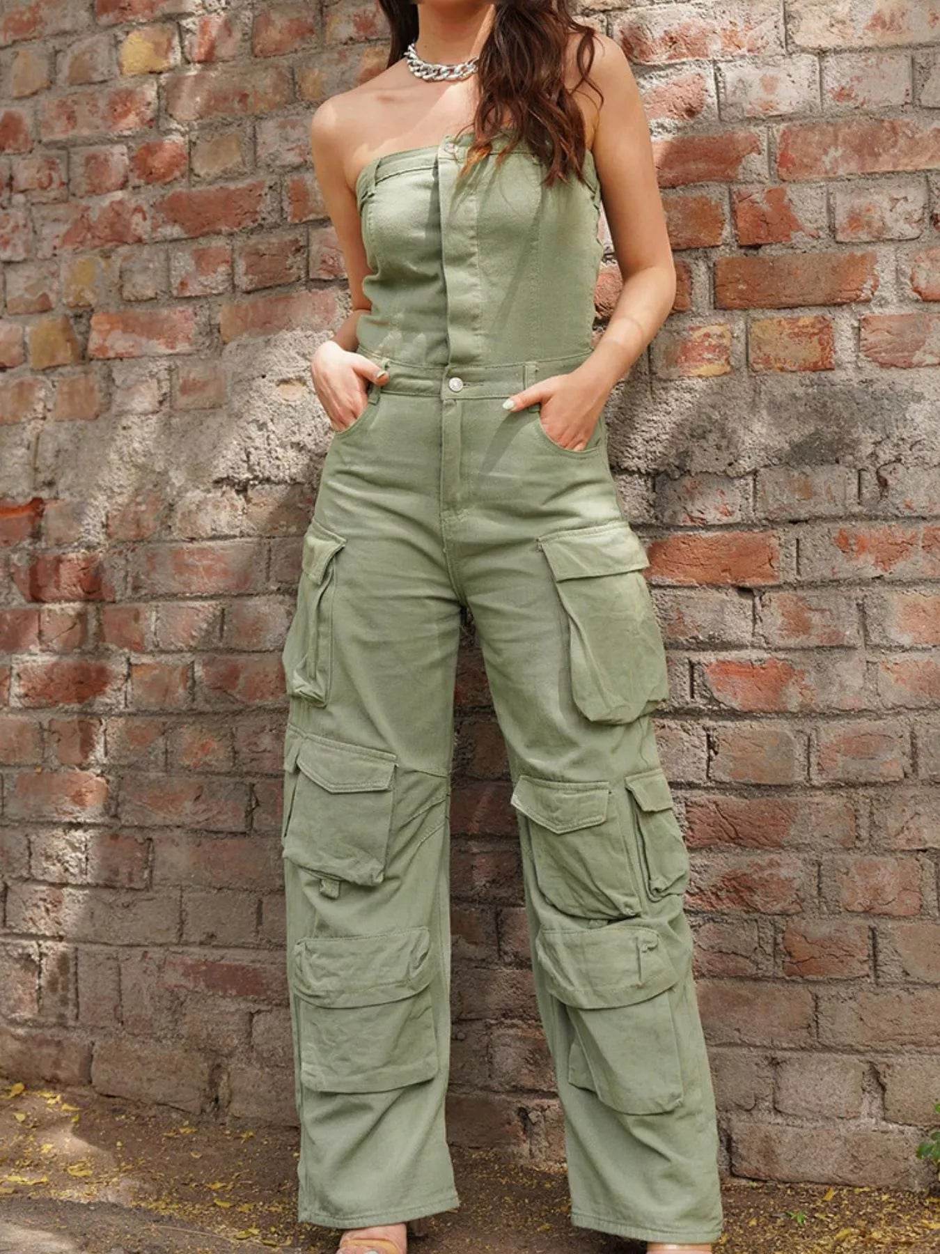 Tube Snap Down Cargo Jumpsuit - IntuitiveEncBoutique