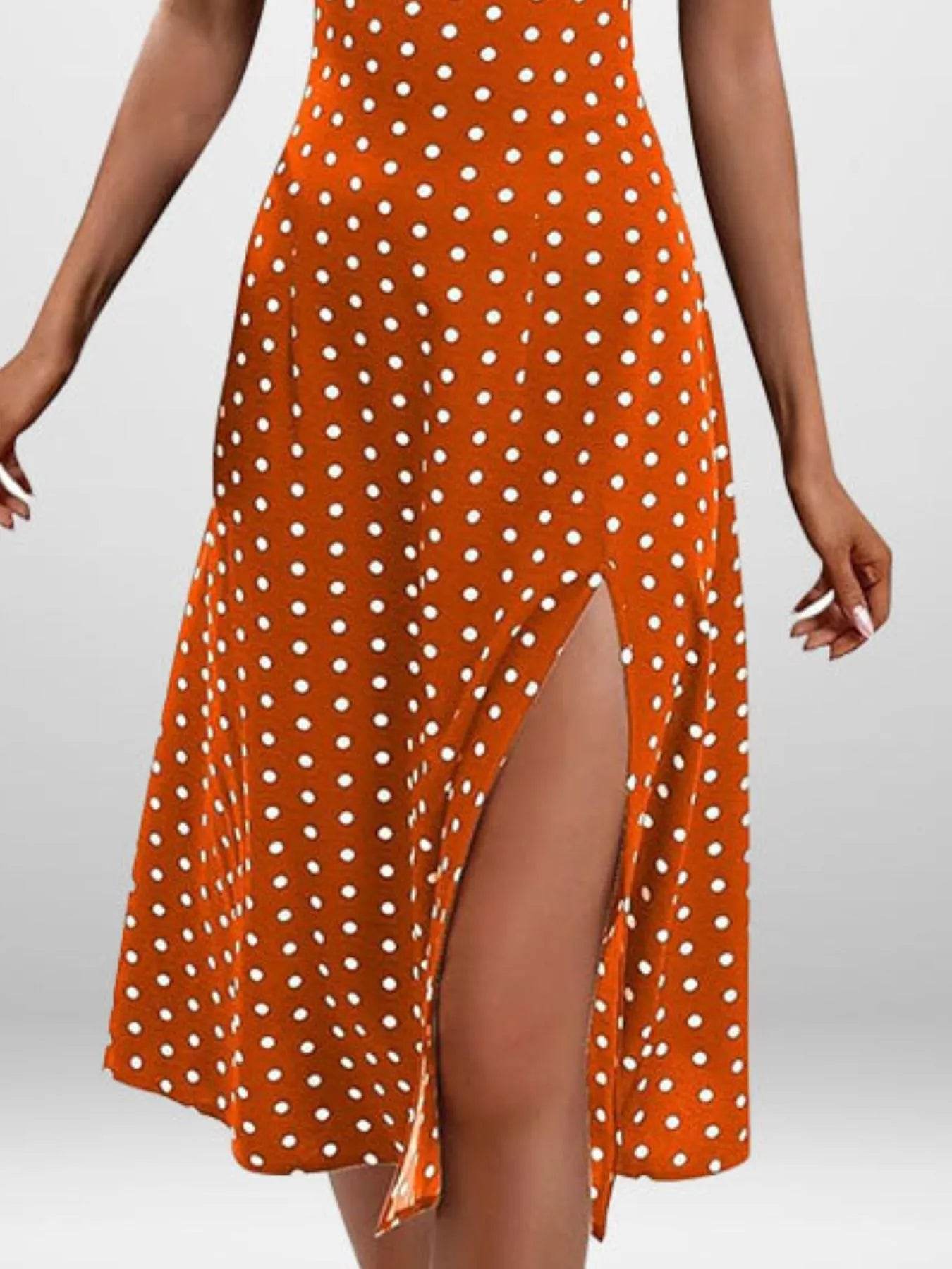 Full Size Slit Printed Cami Midi Dress Plus Size - IntuitiveEncBoutique