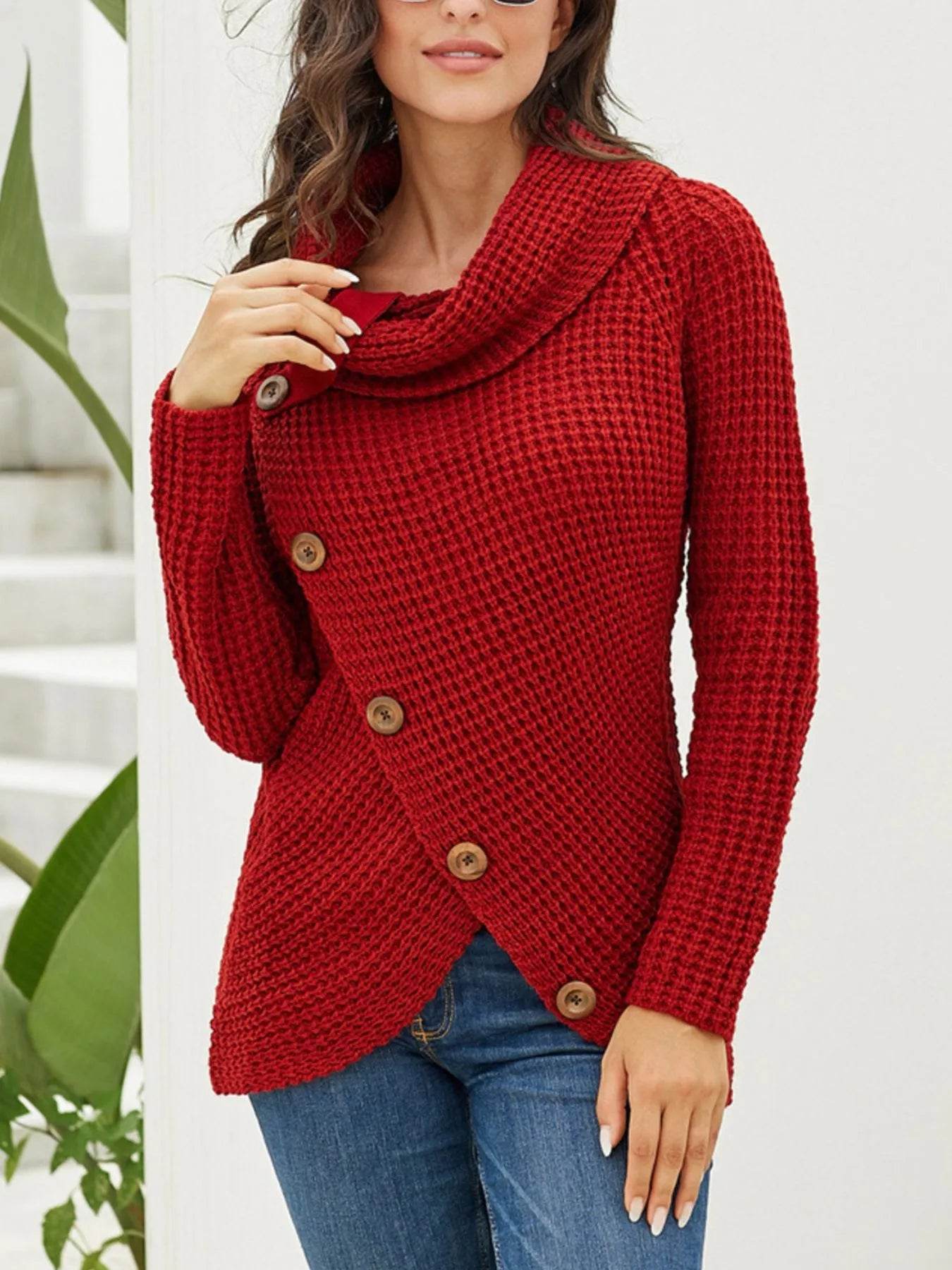 Full Size Texture Turtleneck Long Sleeve Sweater Plus Size - IntuitiveEncBoutique