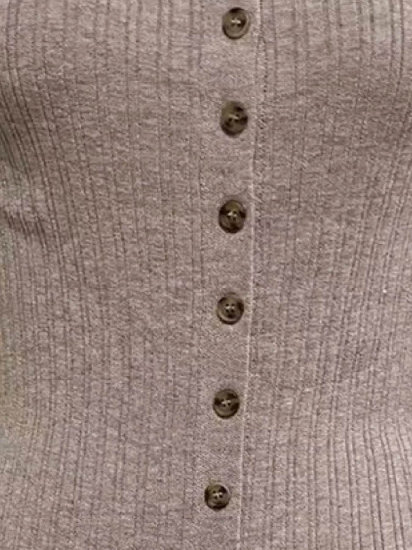 Ribbed Button-Front Bodycon Sweater Dress - IntuitiveEncBoutique