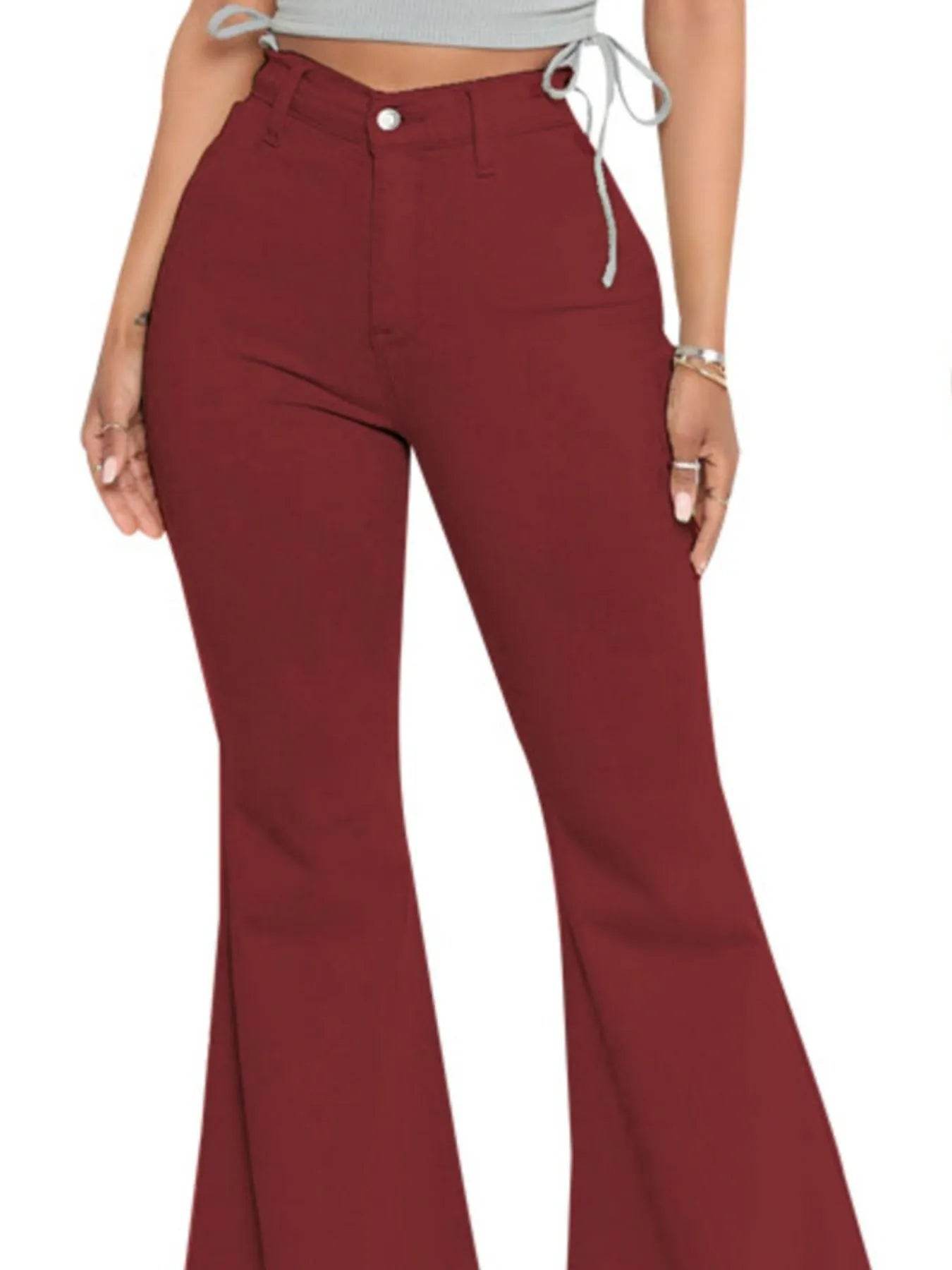 Full Size High-Waisted Raw Hem Flare Jeans Plus Size - IntuitiveEncBoutique