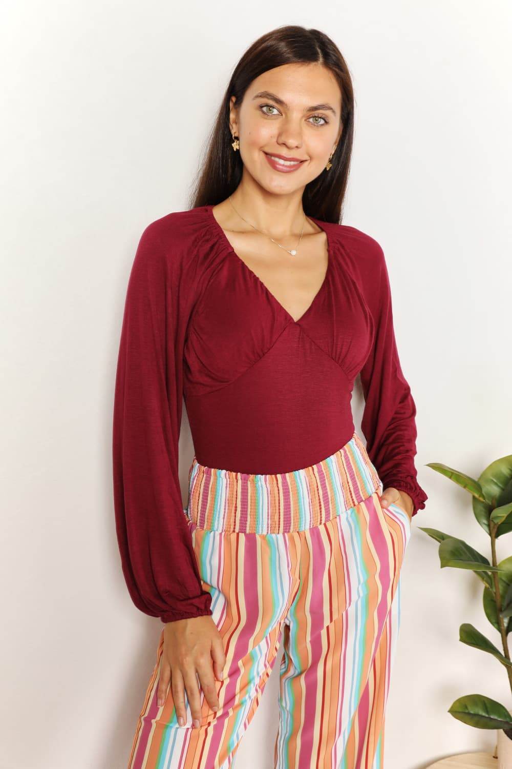 Culture Code Full Size V-Neck Bodysuit - IntuitiveEncBoutique
