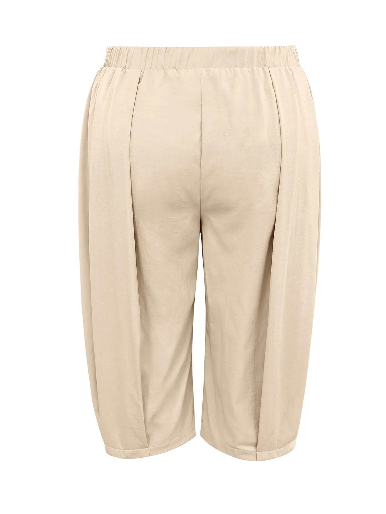 Plus Size Wide Leg Pleated Detail Cropped Pants - IntuitiveEncBoutique