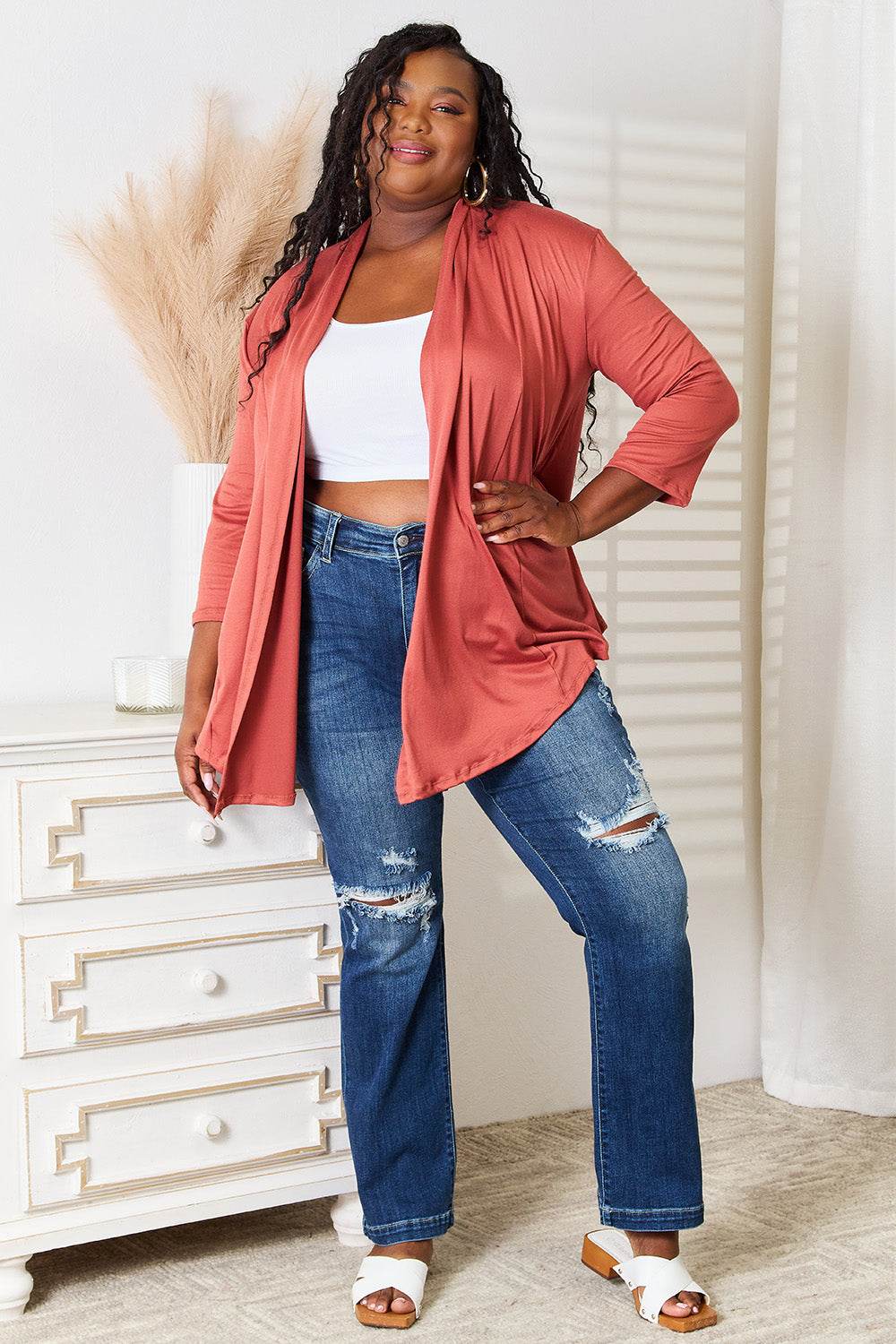 Culture Code Full Size Open Front Cardigan - IntuitiveEncBoutique