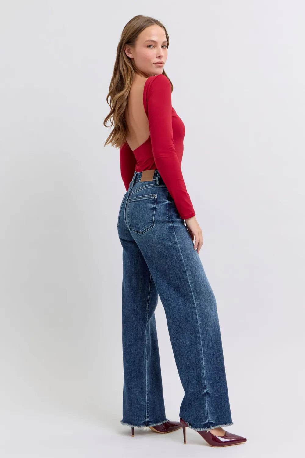 Judy Blue Full Size Raw Hem Mid Rise Jeans - IntuitiveEncBoutique