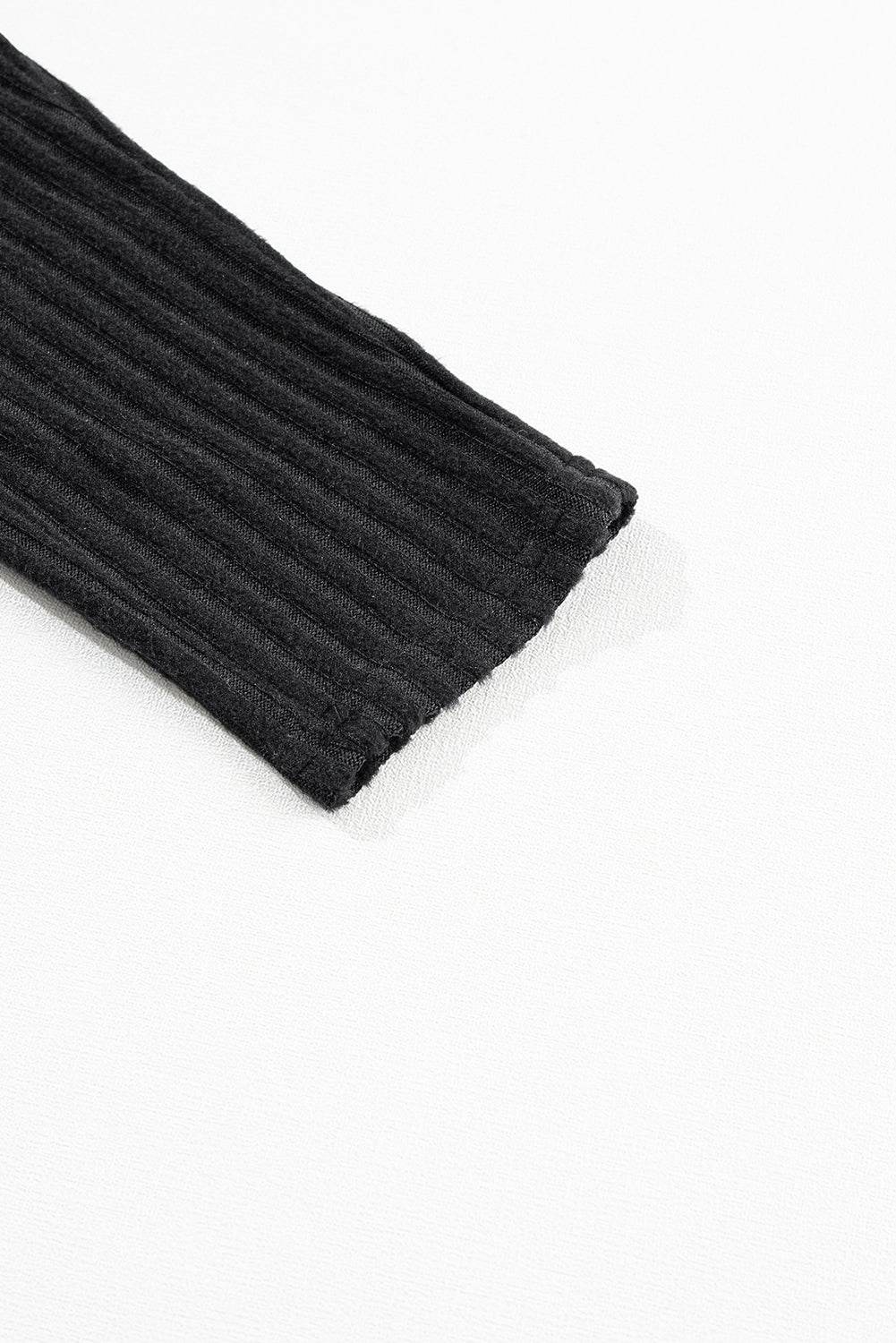 Dark Grey Wide Waistband Ribbed Textured Knit Leggings - IntuitiveEncBoutique